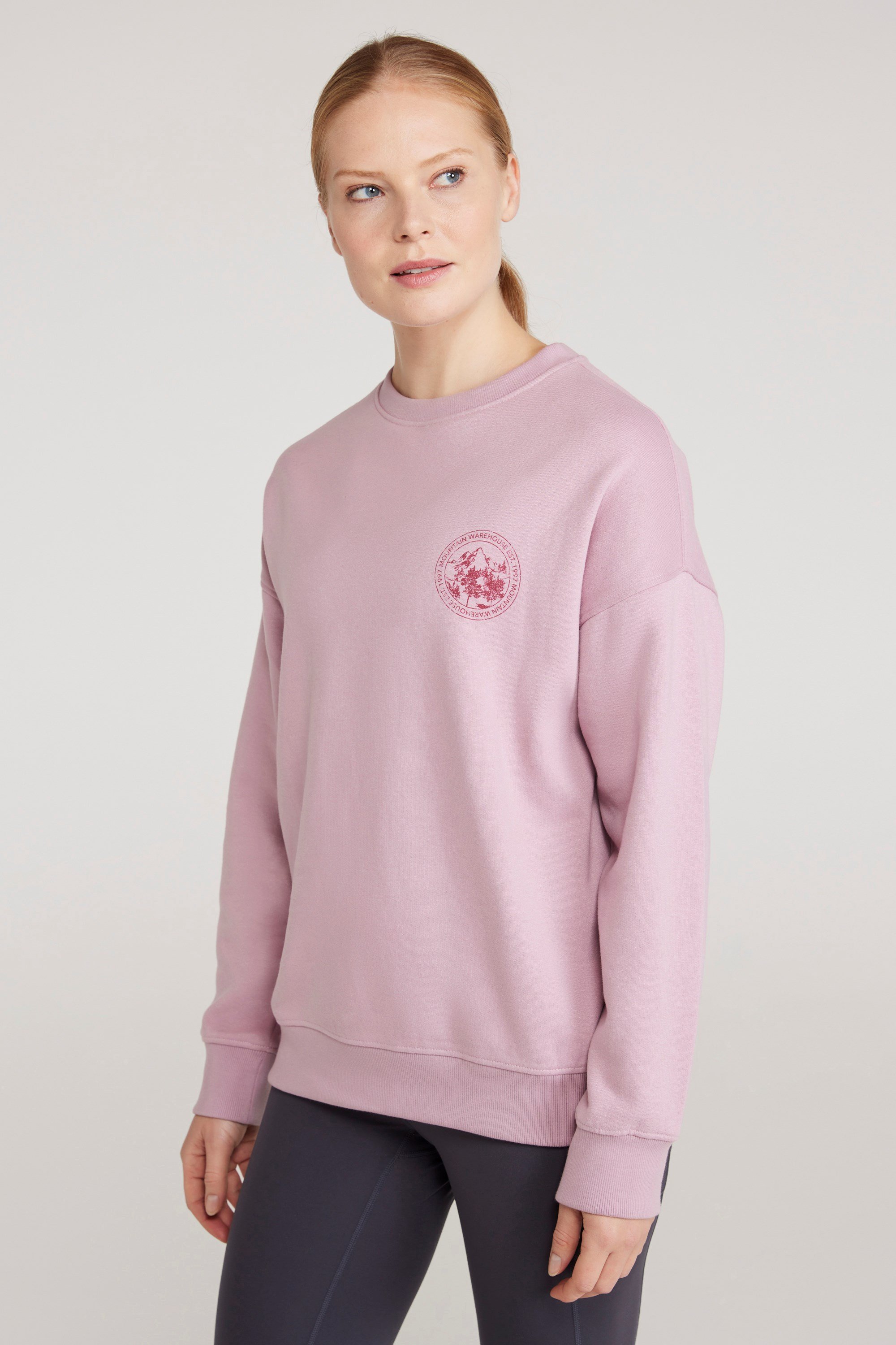 Printed Womens Relaxed Fit Sweatshirt - Pink
