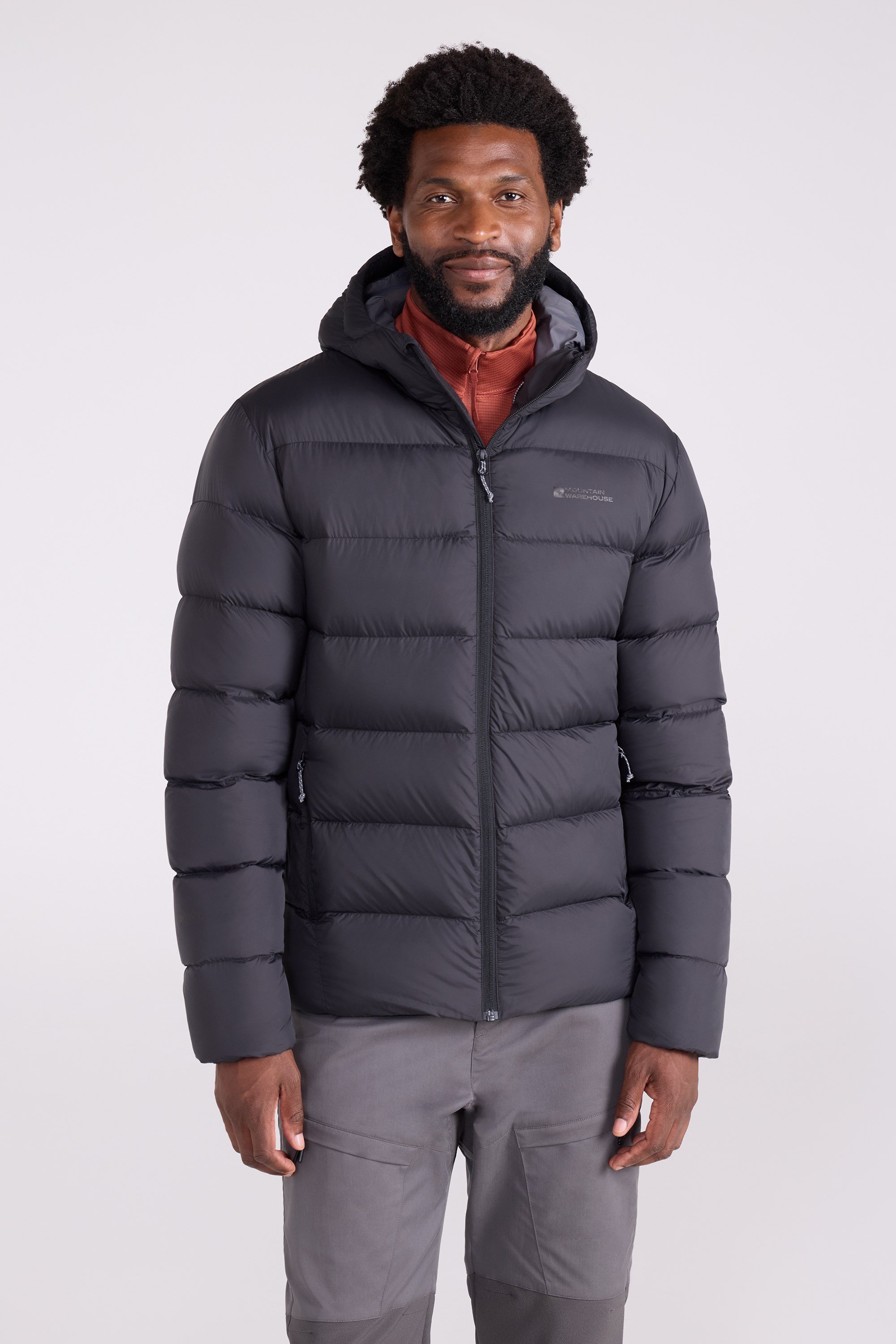 Stratus Mens Packable Hooded Down Jacket