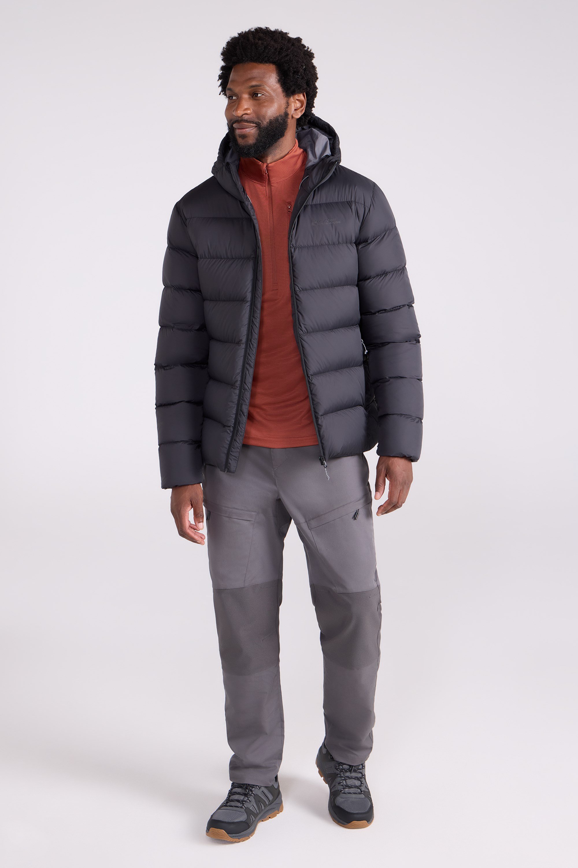 Stratus Mens Packable Hooded Down Jacket