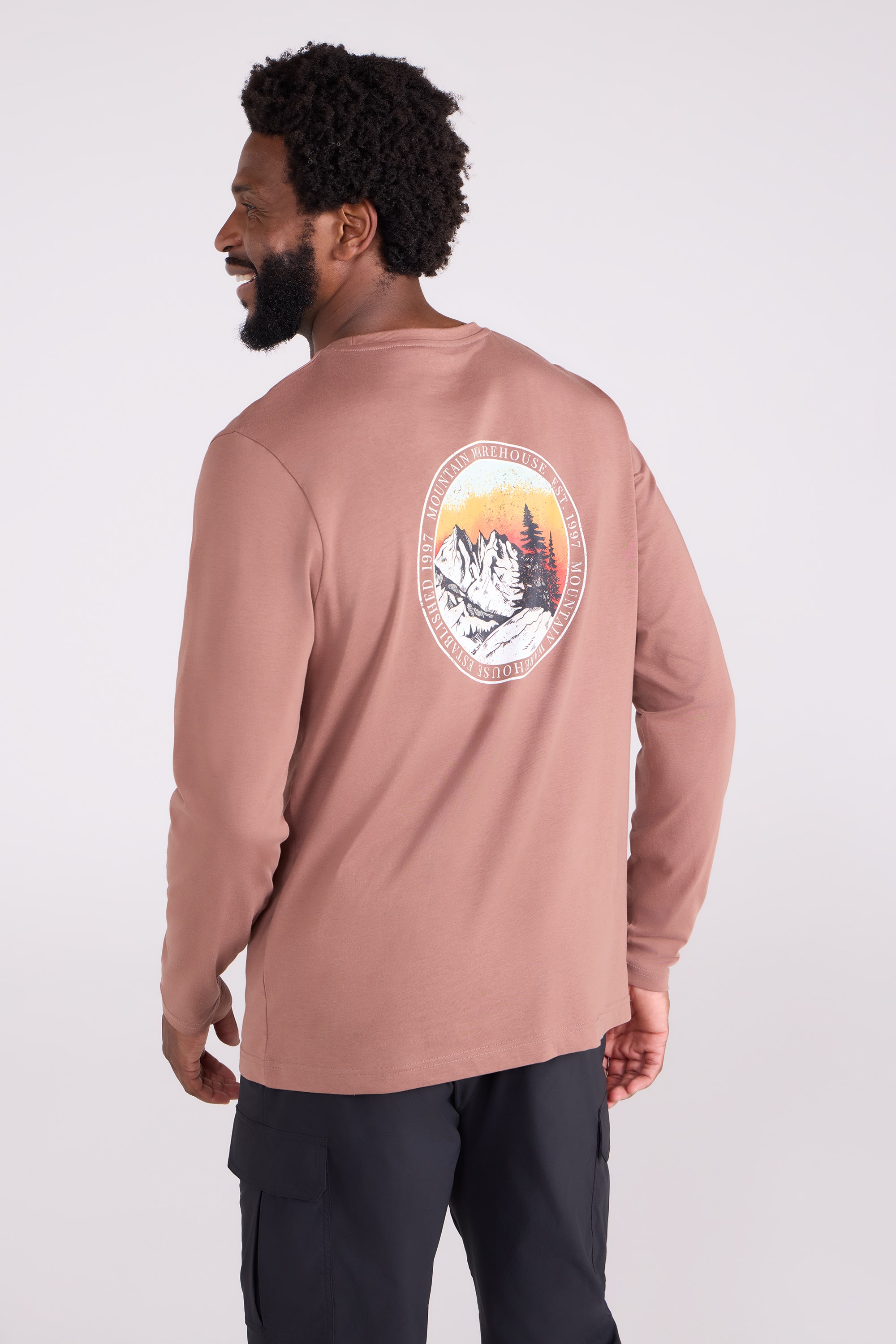 Circle Mountain Sunset Graphic Long Sleeve T-Shirt