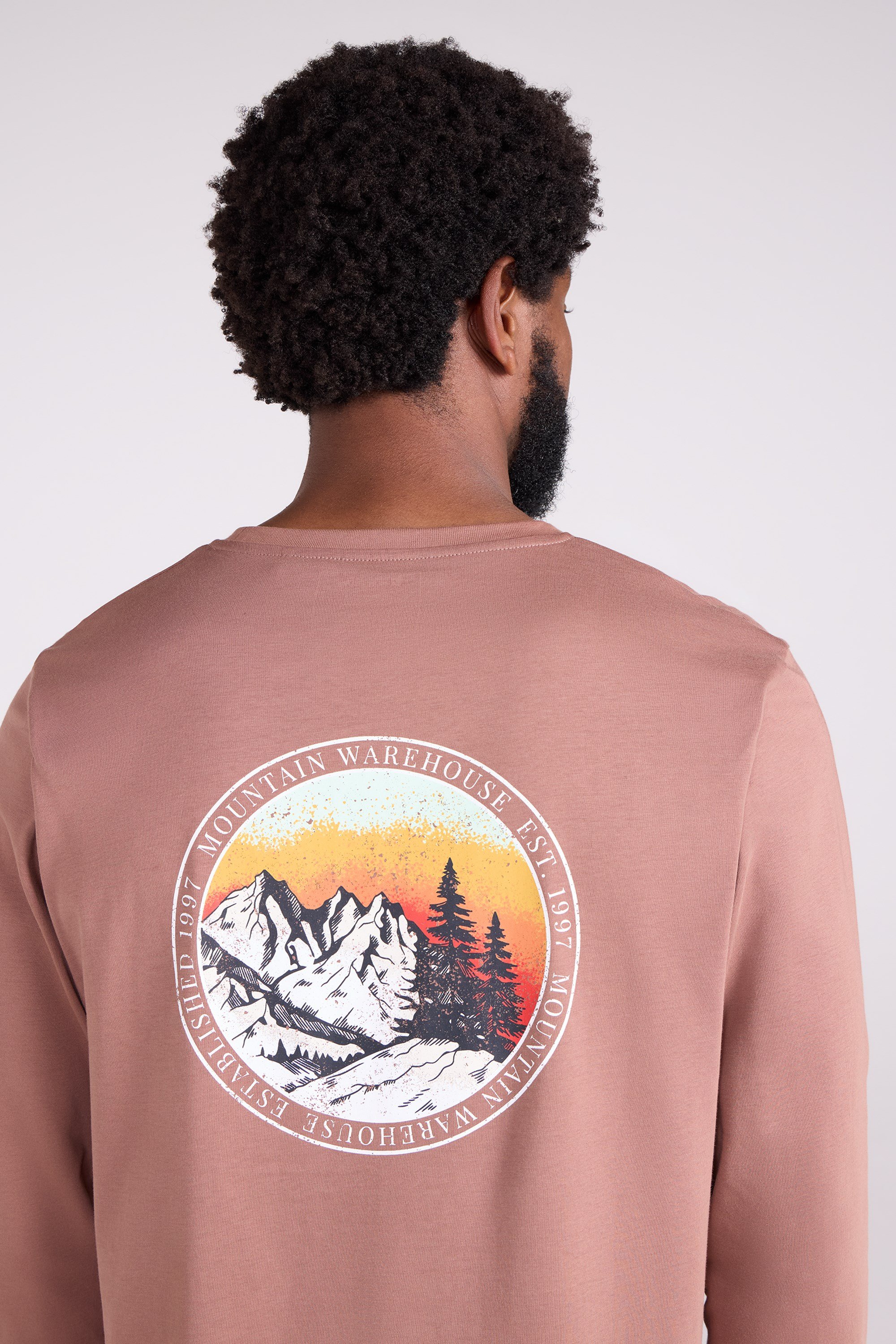 Circle Mountain Sunset Graphic Long Sleeve T-Shirt
