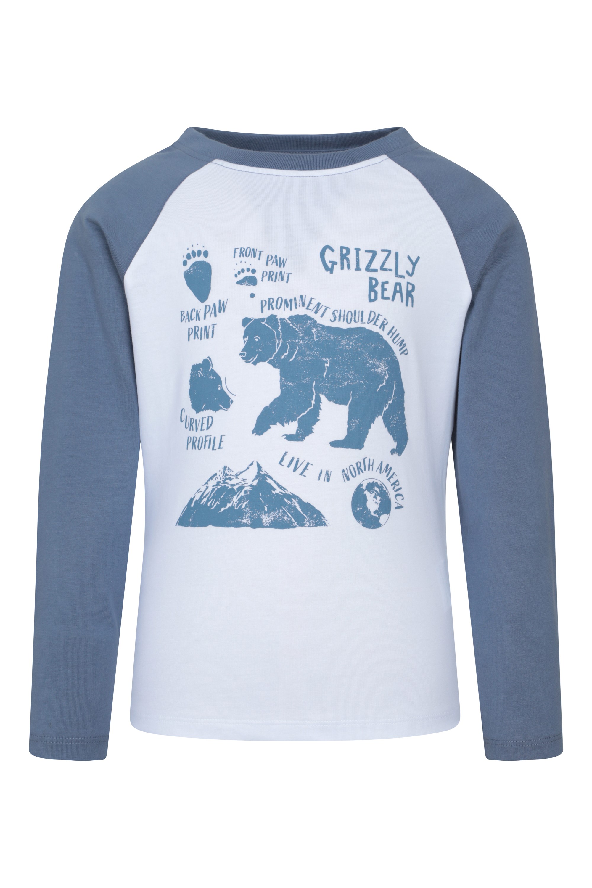 Kids Grizzly Bear Long Sleeve Printed T-Shirt