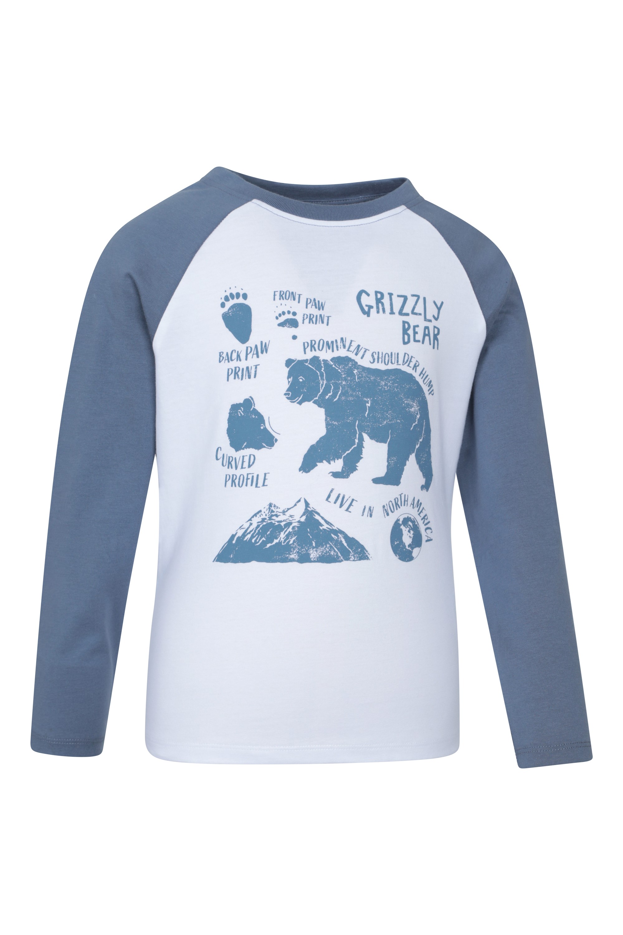 Kids Grizzly Bear Long Sleeve Printed T-Shirt