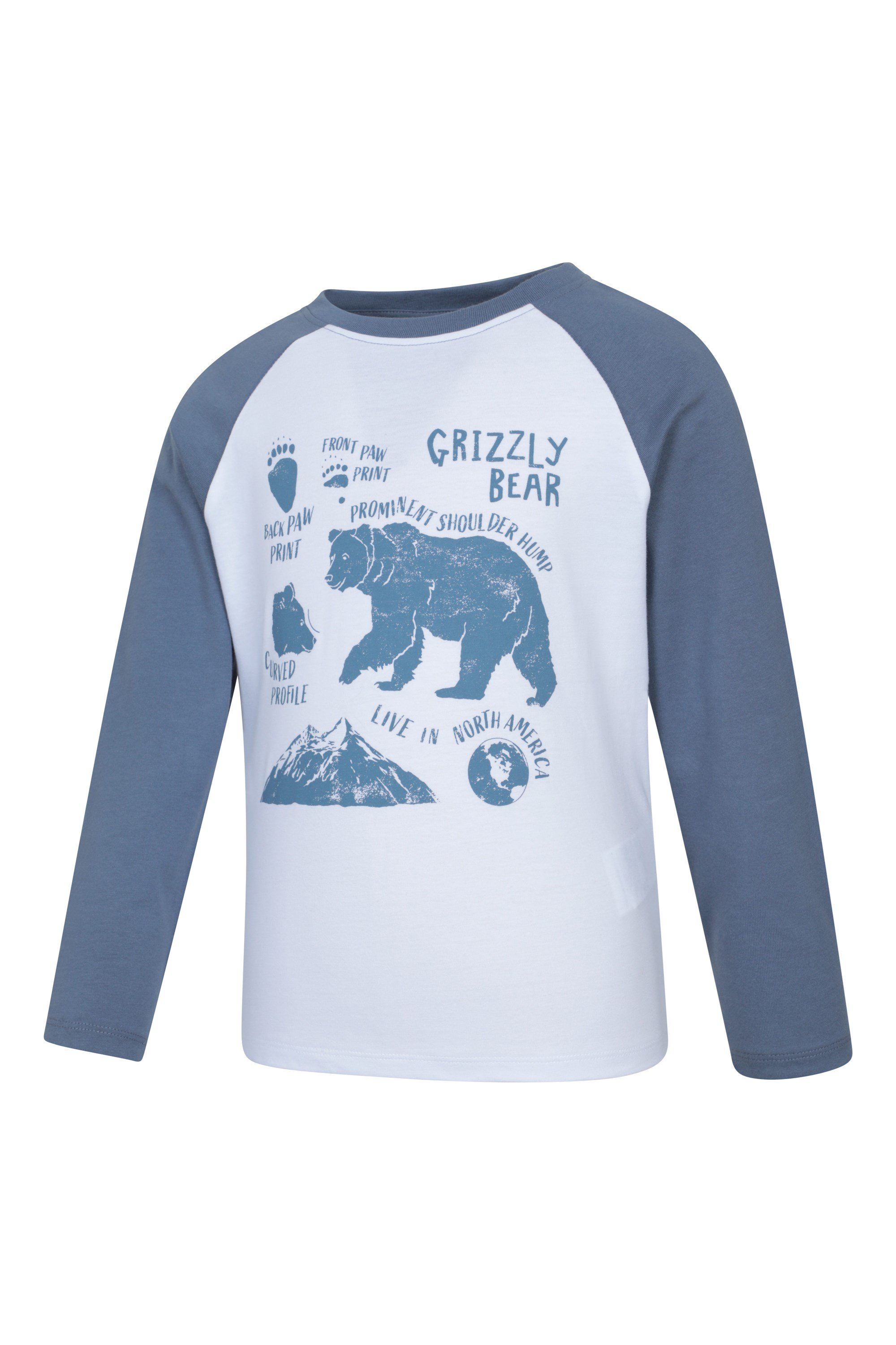 Kids Grizzly Bear Long Sleeve Printed T-Shirt