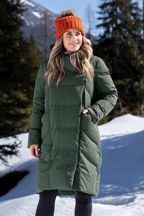Abrigo mujer plumas invierno con capucha y pelo natural Salome.⋆ Lopezientos