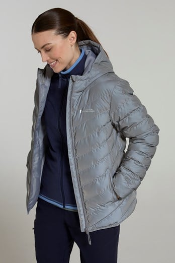 Seasons Reflektierende Gefütterte Damen-Steppjacke Grau
