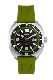 Mirage Silicone Strap Deep Diving Watch with Date Green