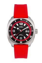 Mirage Silicone Strap Deep Diving Watch with Date Red