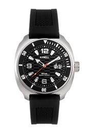 Mirage Silicone Strap Deep Diving Watch with Date Black/Silver