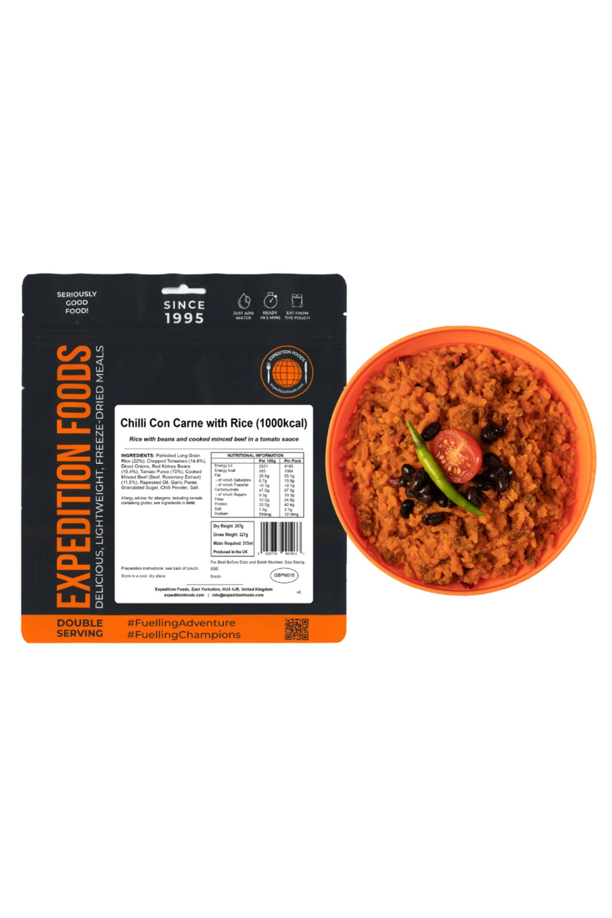 Chilli Con Carne with Rice Camping Food (1000kcal) -