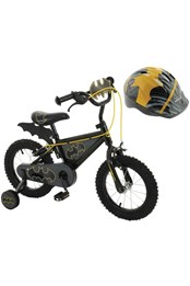 Batman Bat 14" Kids Bike and Helmet Bundle Black/Yellow