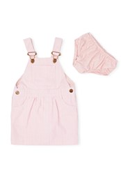 Kids Classic Pink Stripes Denim Dungarees Dress