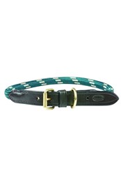 Rope Leather Dog Collar Hunter Green/Brown