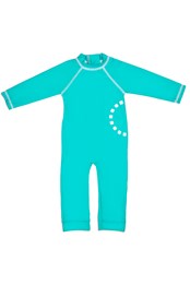 Baby All In One Swimsuit Turquoise/white
