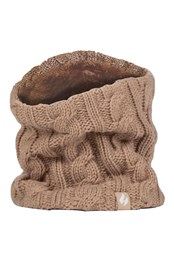 Womens Cable Knit Thermal Fleece Lined Neck Warmer Beige