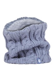 Womens Cable Knit Thermal Fleece Lined Neck Warmer Dusky Blue