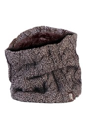 Womens Cable Knit Thermal Fleece Lined Neck Warmer Fawn
