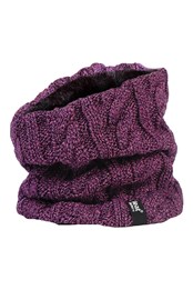 Womens Cable Knit Thermal Fleece Lined Neck Warmer Purple