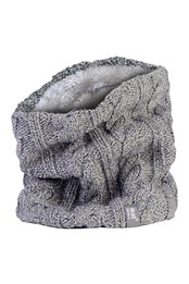 Womens Cable Knit Thermal Fleece Lined Neck Warmer Light Grey