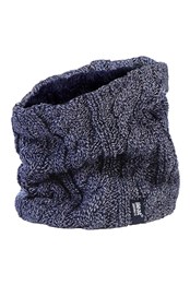 Womens Cable Knit Thermal Fleece Lined Neck Warmer Blue