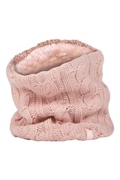 Womens Cable Knit Thermal Fleece Lined Neck Warmer Dusky Pink