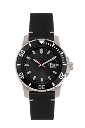 Dive Pro 200 Leather-band Deep Diving Watch W/date Black