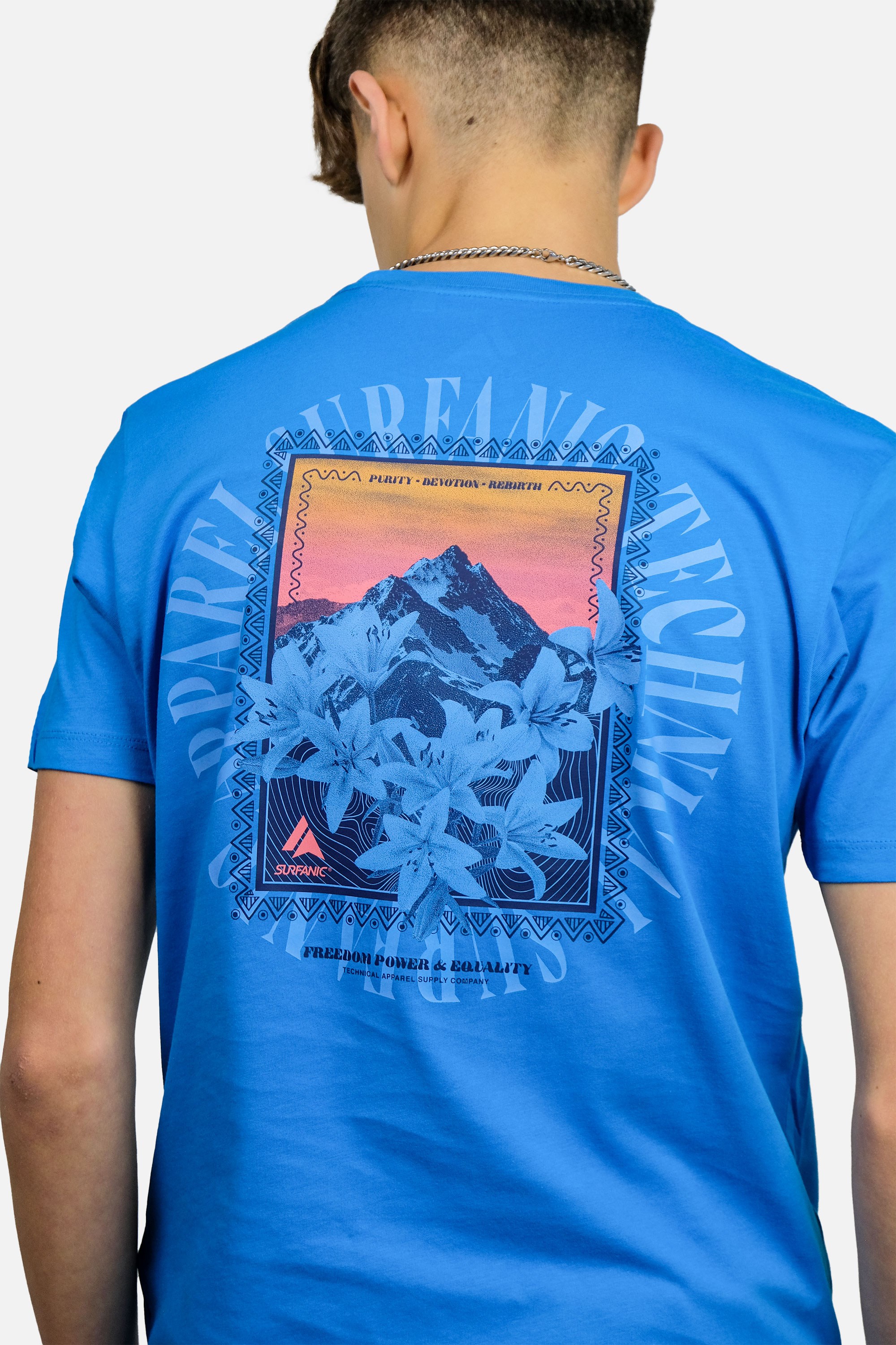 Floral Mountain Mens Organic Cotton T-Shirt -