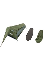 Hybrid Set 1 Man Tent with Bag and Mattress Forest Green