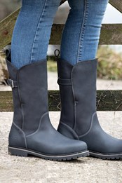Quebec Womens Waterproof Leather Boots Navy