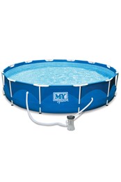 12ft Metal Frame Above Ground Swimming Pool & Pump Blue
