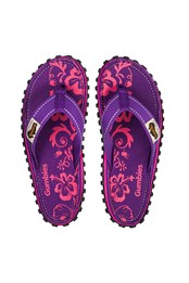 Islander Womens Flip Flops Purple Hibiscus