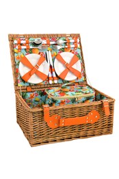 Waikiki 4 Person Picnic Hamper Floral Orange Interior