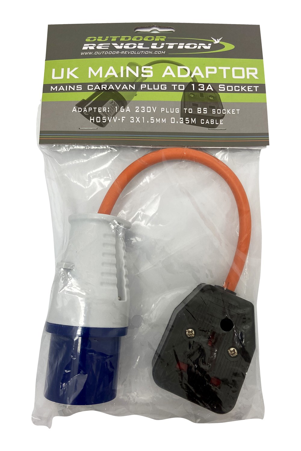 UK Mains Adaptor 13 Amp Socket to Caravan Plug