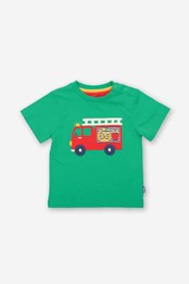 Fire Engine Baby/Kids Organic Cotton T-Shirt Green