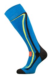 Unisex Knee High Merino Wool Ski Socks Blue