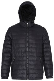 Mens Hooded Water Resistant Padded Jacket Black/Black