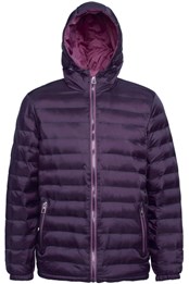 Mens Hooded Water Resistant Padded Jacket Aubergine/Mulberry