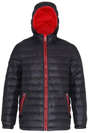 Mens Hooded Water Resistant Padded Jacket Black/Red