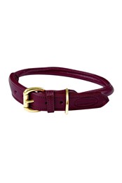 Rolled Leather Dog Collar Maroon