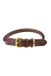 Rolled Leather Dog Collar Brown