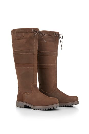 Burghley Womens Leather Long Country Boots Brown
