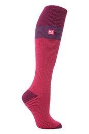 Womens Knee High Thermal Ski Socks Raspberry/Fuchsia