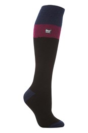 Womens Knee High Thermal Ski Socks Black/Fuchsia
