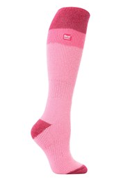 Womens Knee High Thermal Ski Socks Light Pink/Raspberry