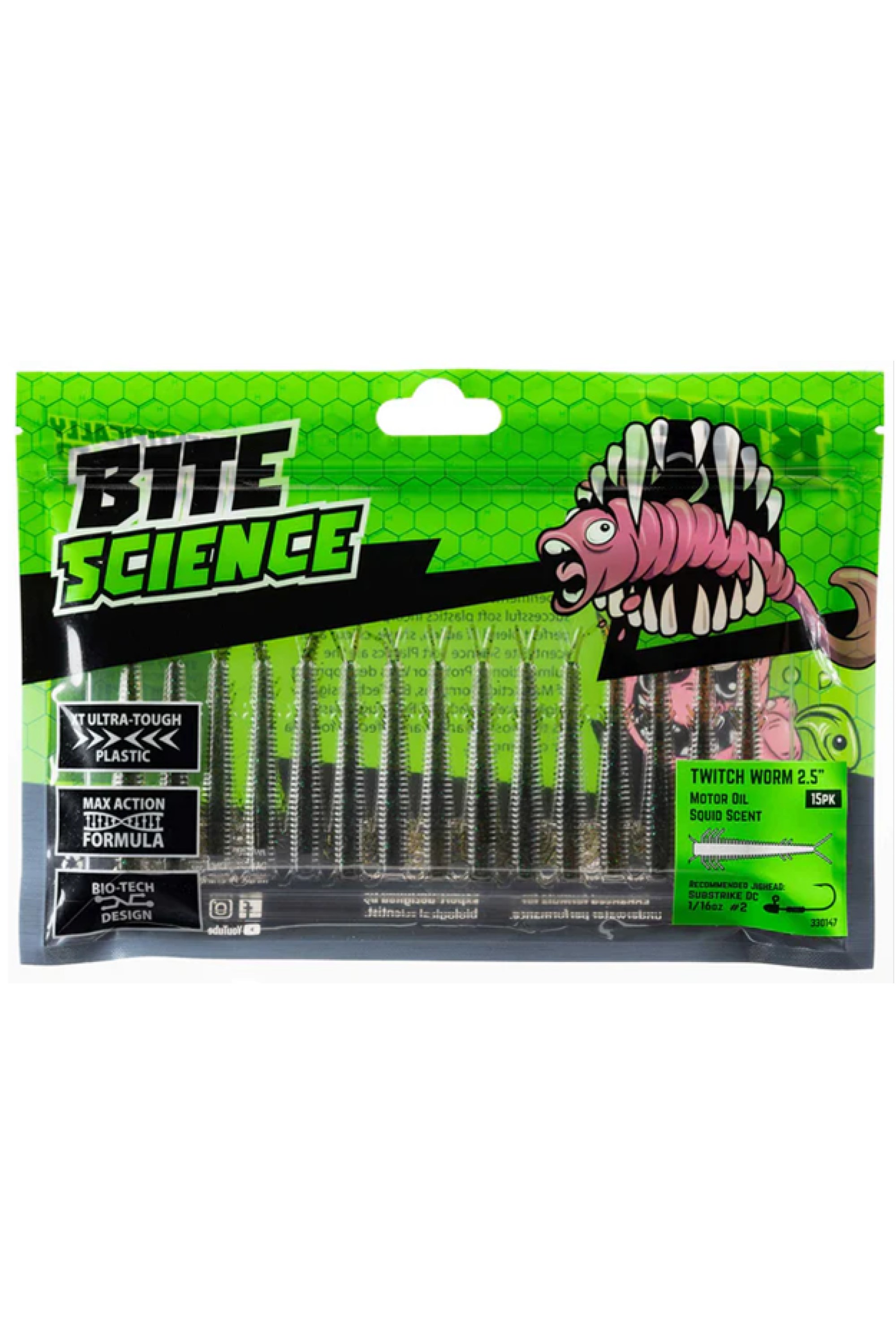 8 Pack of 2.5 Inch Bite Science Dirty Grubs Soft Plastic Lures with Squid  Scent - Bloodworm