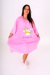 Womens Super Soft Lounge Sleep T-Shirt Pink Unicorn
