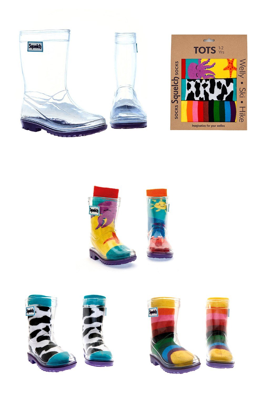 Tot Transparent Welly Boots and Socks Package | Mountain Warehouse GB