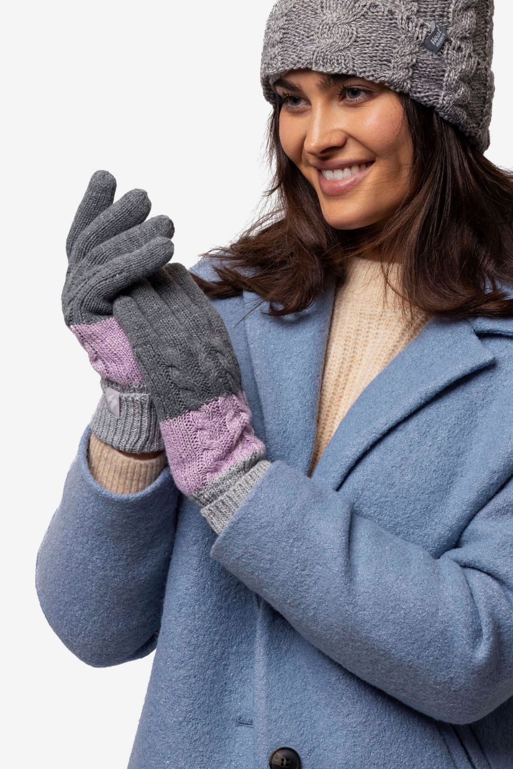 Womens Thermal Knit Ear Muffs with Faux Fur Trim | Mountain