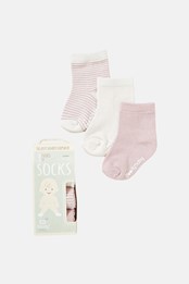 Baby Bamboo Socks 3-Pack Chalk/Rose