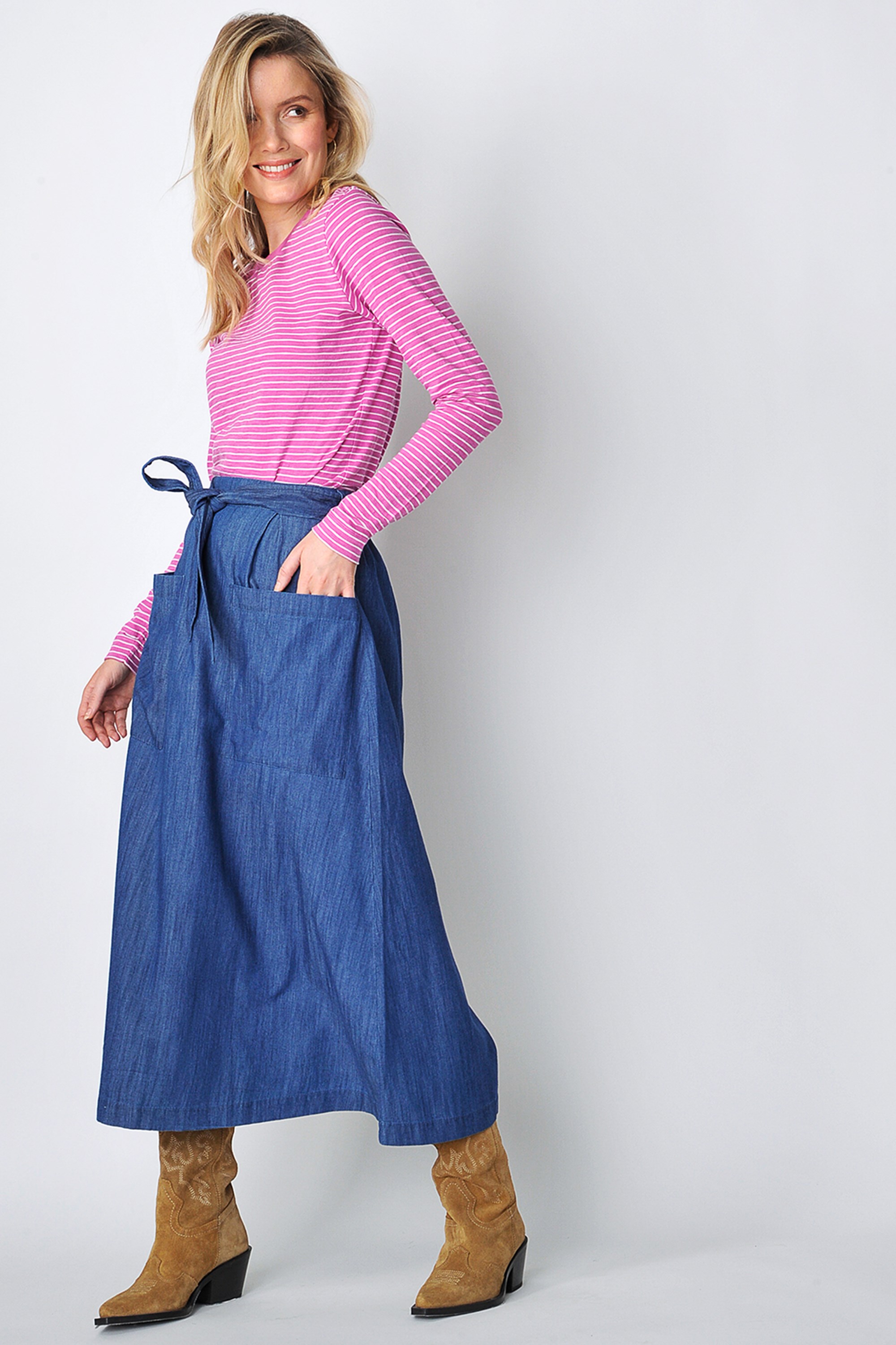 Chambray button cheap skirt oasis